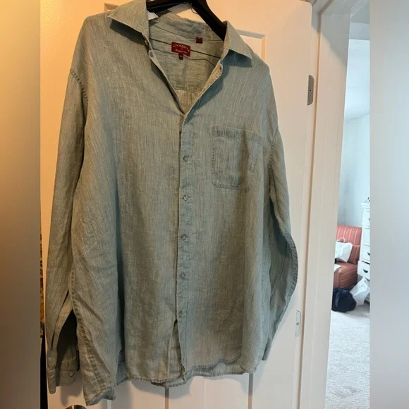 Rochester Shirts | Big And Tall Linen Shirt. Rochester Big And Tall | Color: Green | Size: 2xt | Magc20's Closet